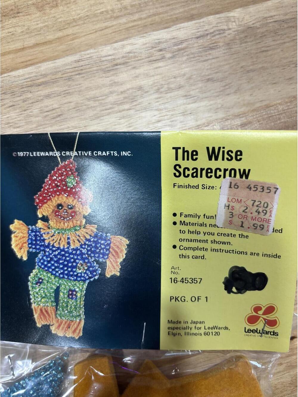 Vintage 1977 LeeWards The Wise Scarecrow Ornament Craft Kit 16-45357 Sealed NOS